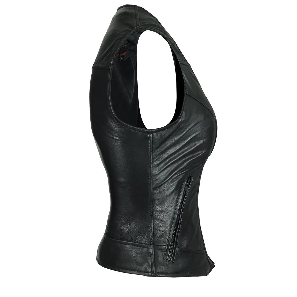 HML1041 High Mileage Plain Side Black Leather Vest