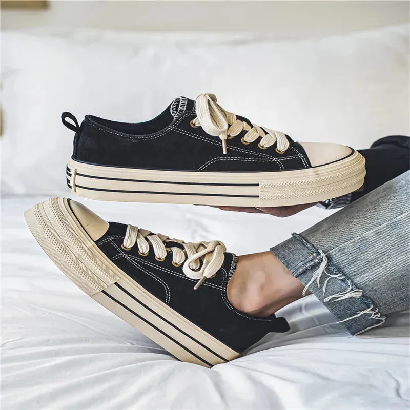 Hnzxzm 2024 Hot sale Classic Black Canvas Shoes Men Spring Summer Platform Canvas Sneakers Men Comfort Low-top Mens Vulcanized Shoes