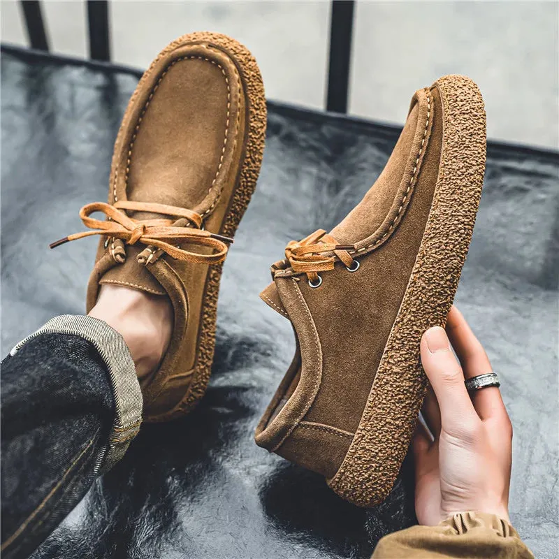 Hnzxzm Fashion Retro Casual Men Shoes Comfortable Lace-up Loafers Shoes Men Flat Sneakers Classic Light Driving Footwear