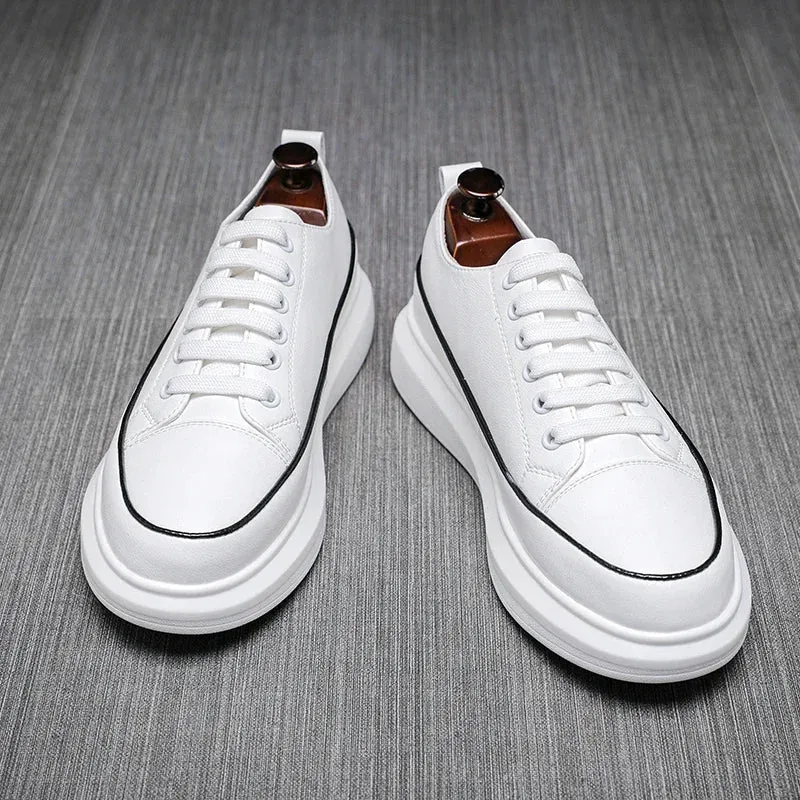 Hnzxzm Genuine Leather Men Casual Shoes Handmade Luxury Brand Mens Sneakers Moccasins Slip-on British Male Boat Shoes Increased Shoes