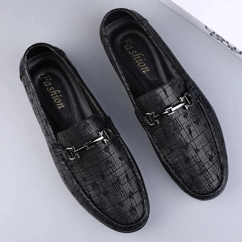 Hnzxzm Genuine Leather Men Shoes Luxury Trendy Casual Slip on Formal Loafers Men Moccasins Italian Black Male Driving Shoes Sneakers