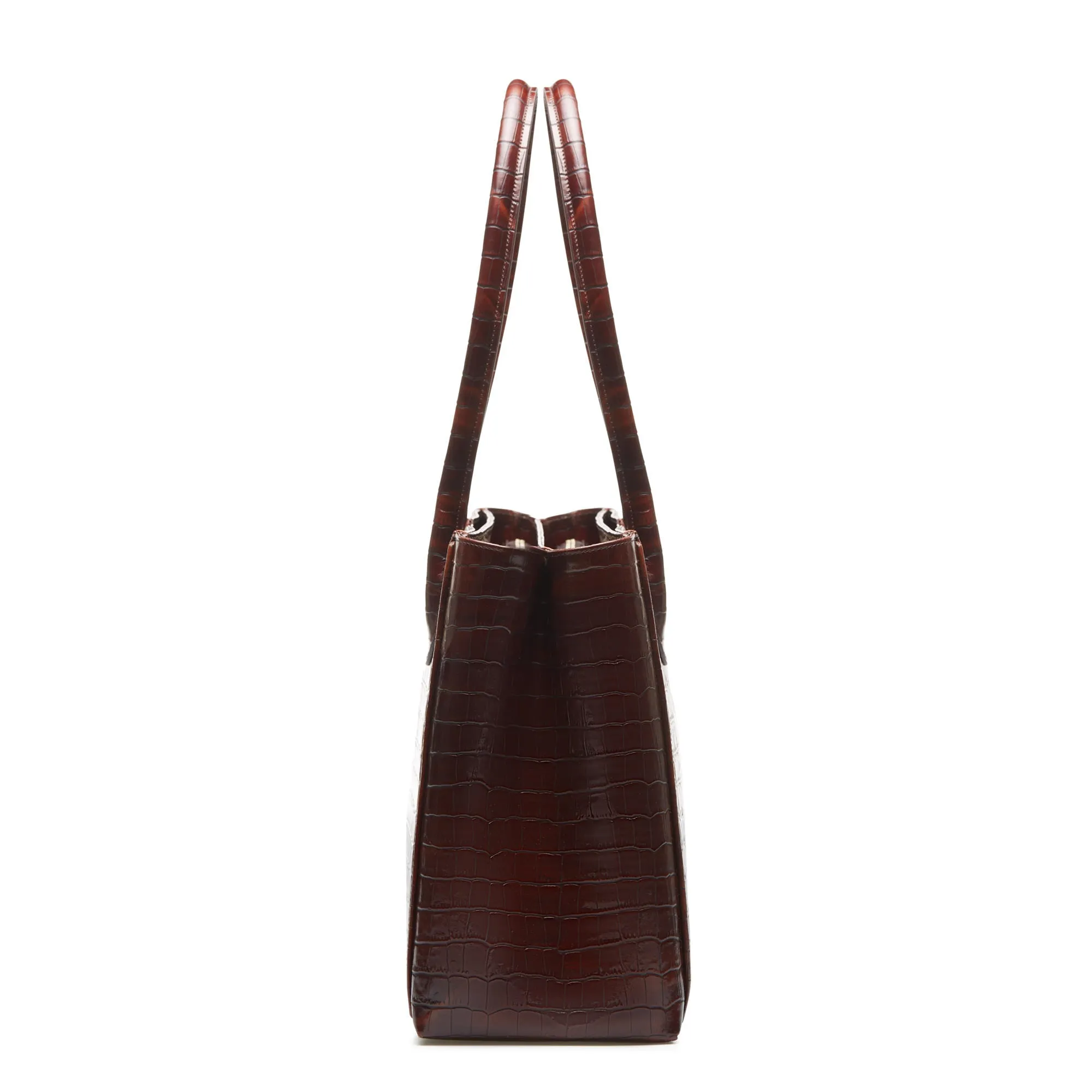 Honoré Cloe croco brown calfskin leather handbag