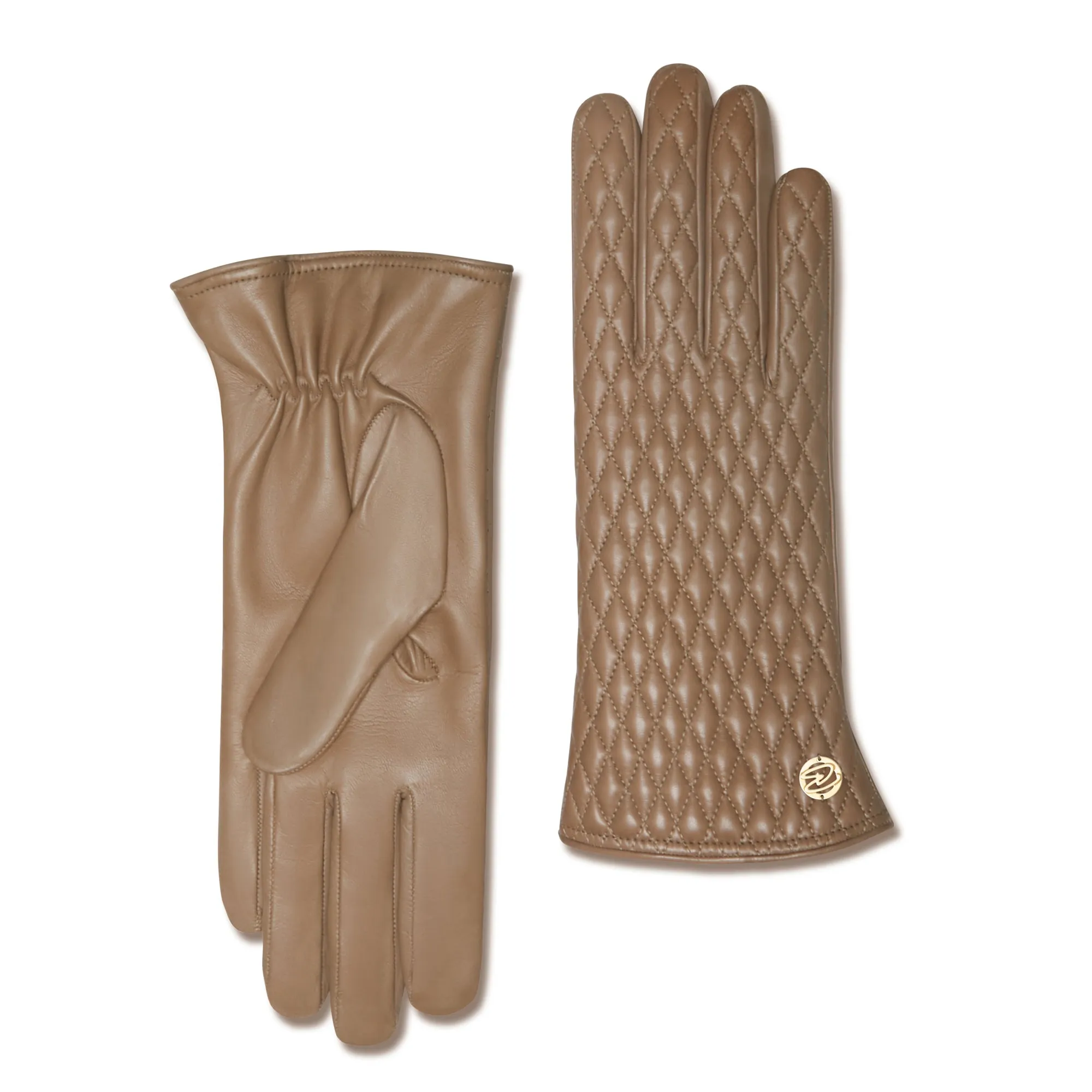 Honoré Rosette taupe goatskin leather gloves