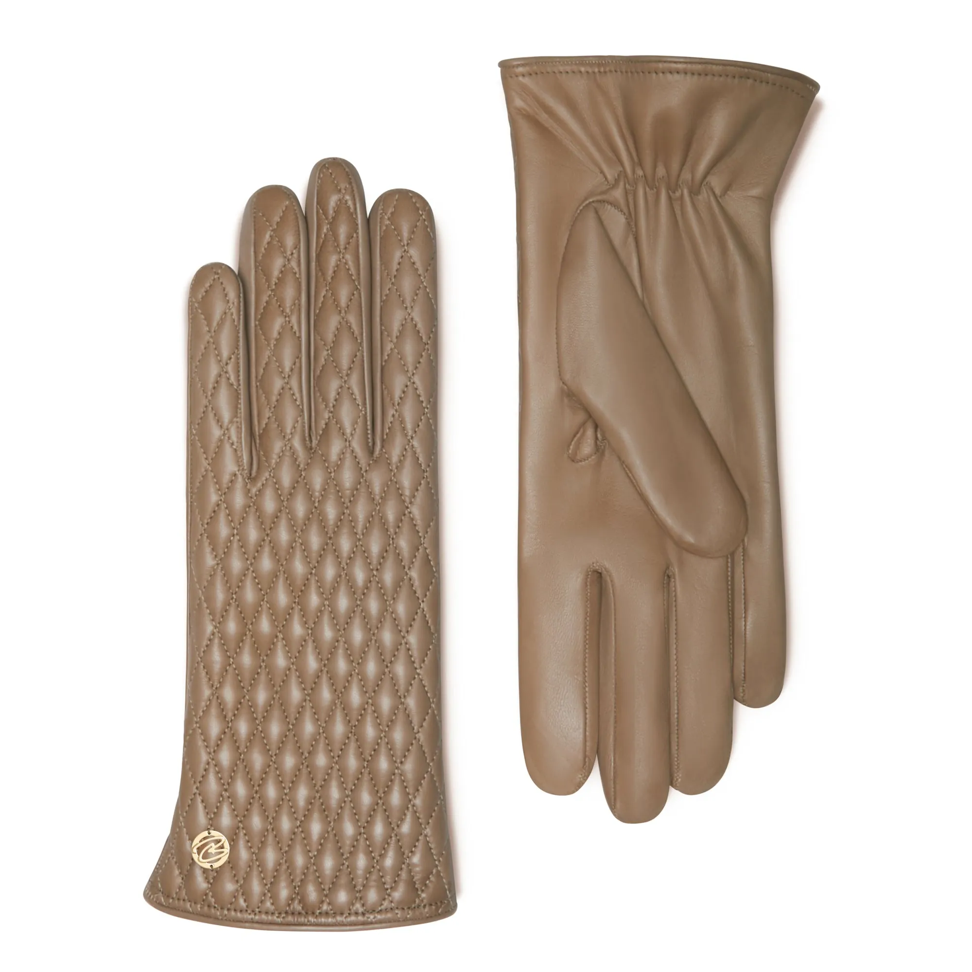 Honoré Rosette taupe goatskin leather gloves