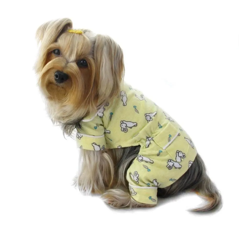 Hopping Bunny Flannel Dog Pajamas