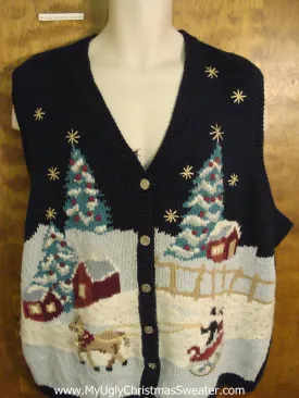 Horse Sleighride Cute Xmas Sweater Vest