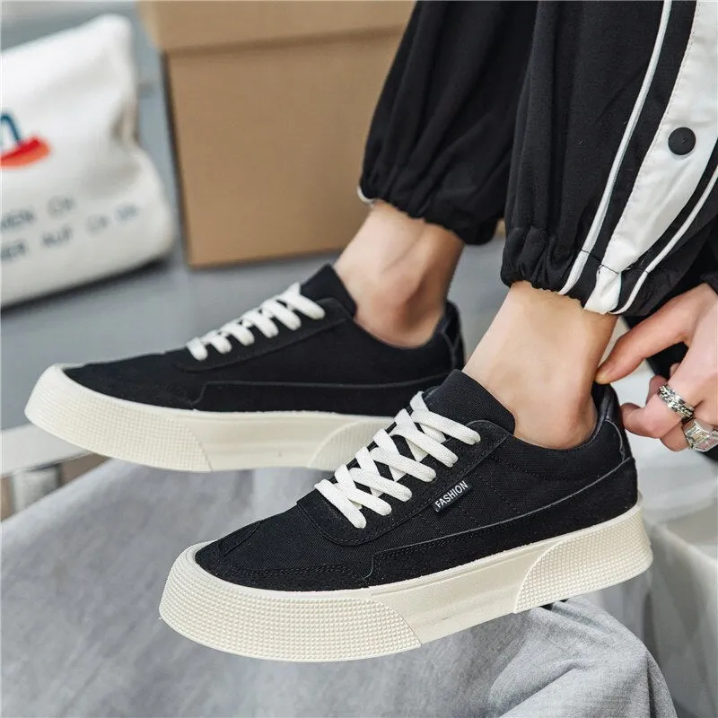 Hot Black Classic Casual Men Canvas Shoes Streetwear Platform Harajuku Shoes Men Fashion Breathable Low Sneakers zapatillas lona