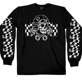 Hot Leathers Vintage Skull Long Sleeve Black T-shirt GMS2527