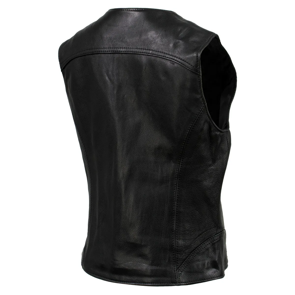 Hot Leathers VSL5003 USA Made Women's 'Speed Queen' Black Leather Vest with Front Zipper