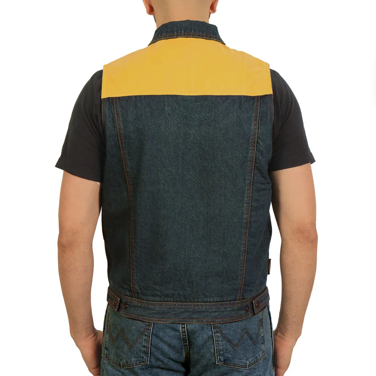 Hot Leathers VSM6103 Men's '2-Tone' Leather and Denim Club Style Biker Vest