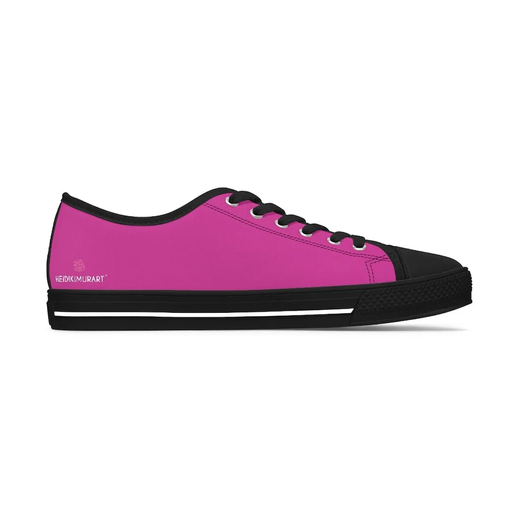 Hot Pink Best Ladies' Sneakers, Solid Hot Pink Color Women's Low Top Sneakers Tennis Shoes (US Size: 5.5-12)