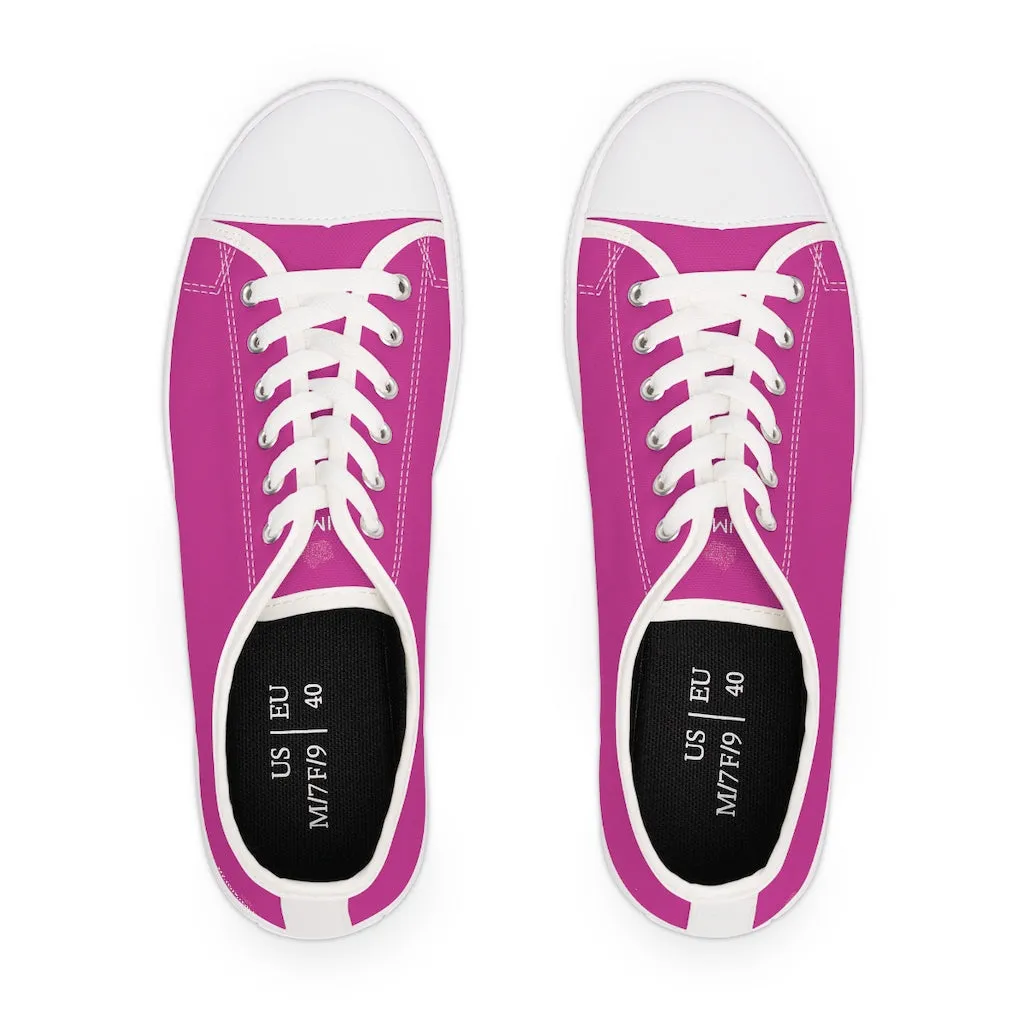 Hot Pink Best Ladies' Sneakers, Solid Hot Pink Color Women's Low Top Sneakers Tennis Shoes (US Size: 5.5-12)