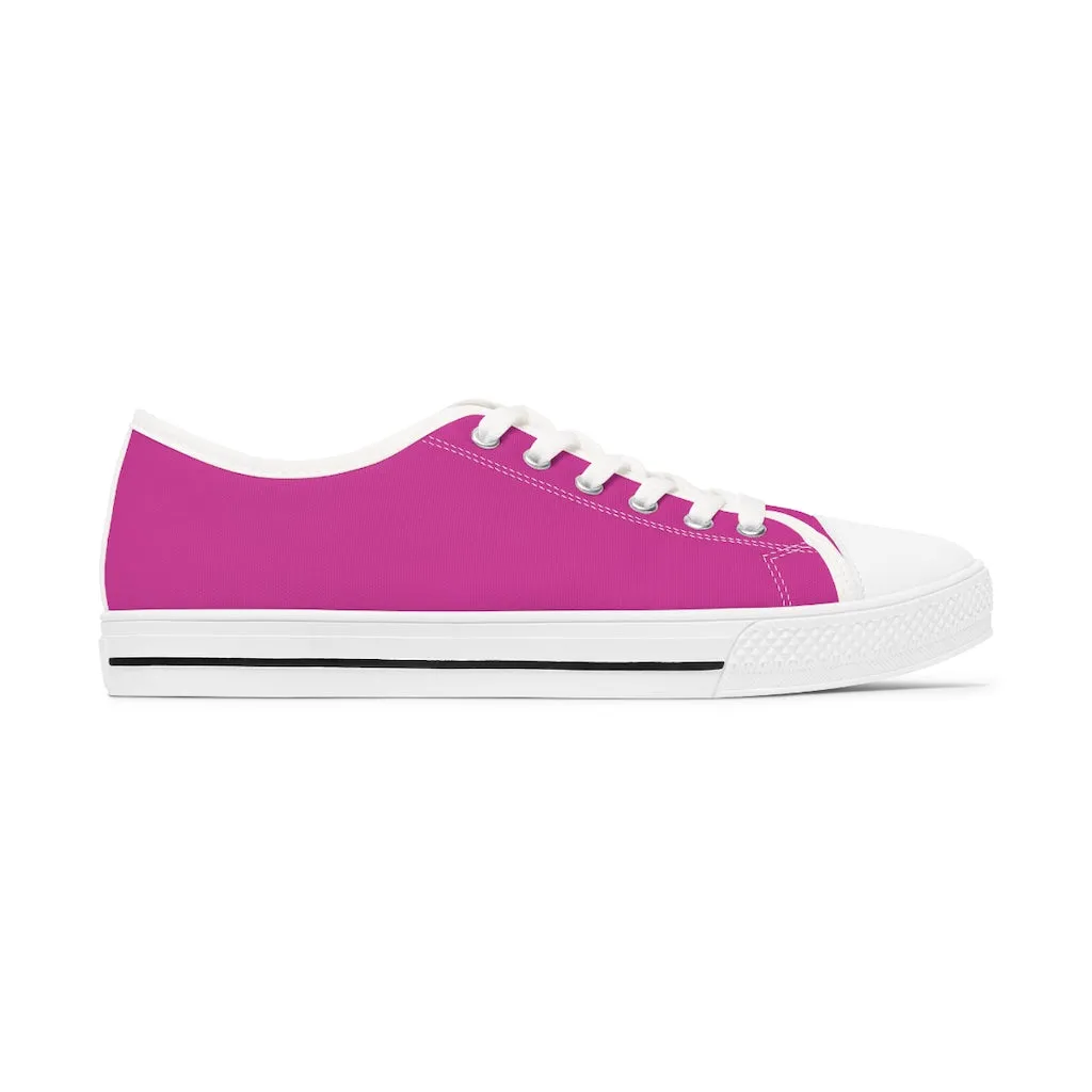 Hot Pink Best Ladies' Sneakers, Solid Hot Pink Color Women's Low Top Sneakers Tennis Shoes (US Size: 5.5-12)