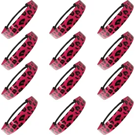 Hot Pink Cheetah Glitter Headbands - 12 Pack