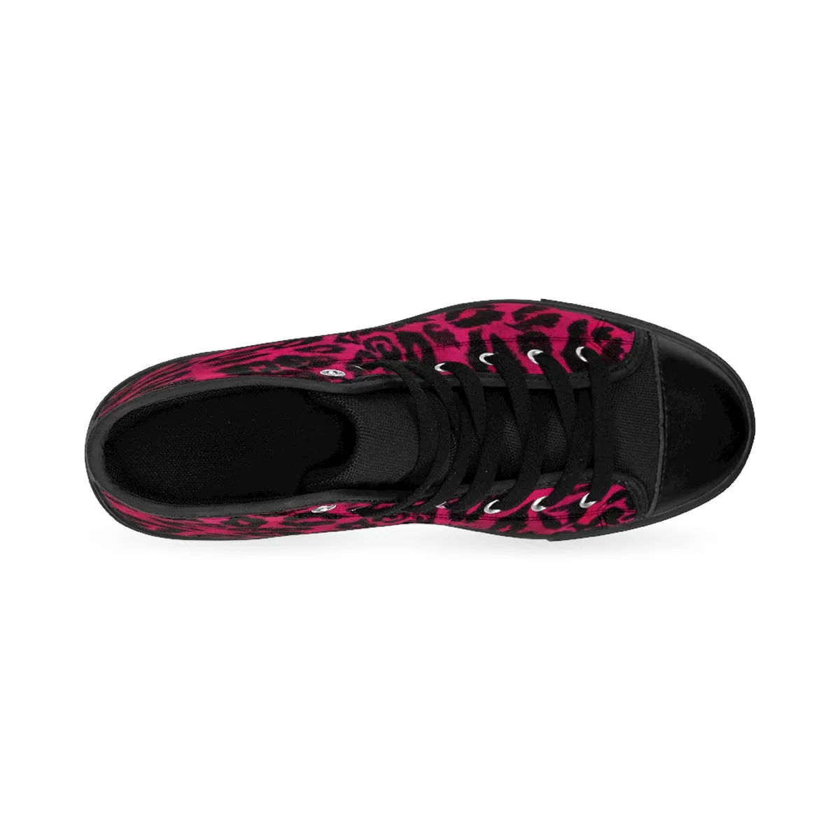 Hot Pink Leopard Men's Sneakers, Animal Print Premium High-top Fashion Tennis Shoes