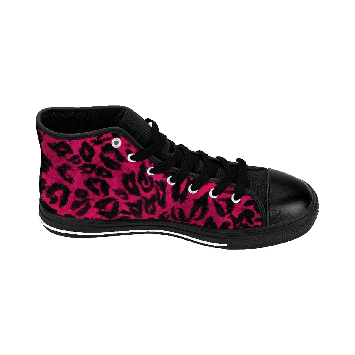 Hot Pink Leopard Men's Sneakers, Animal Print Premium High-top Fashion Tennis Shoes