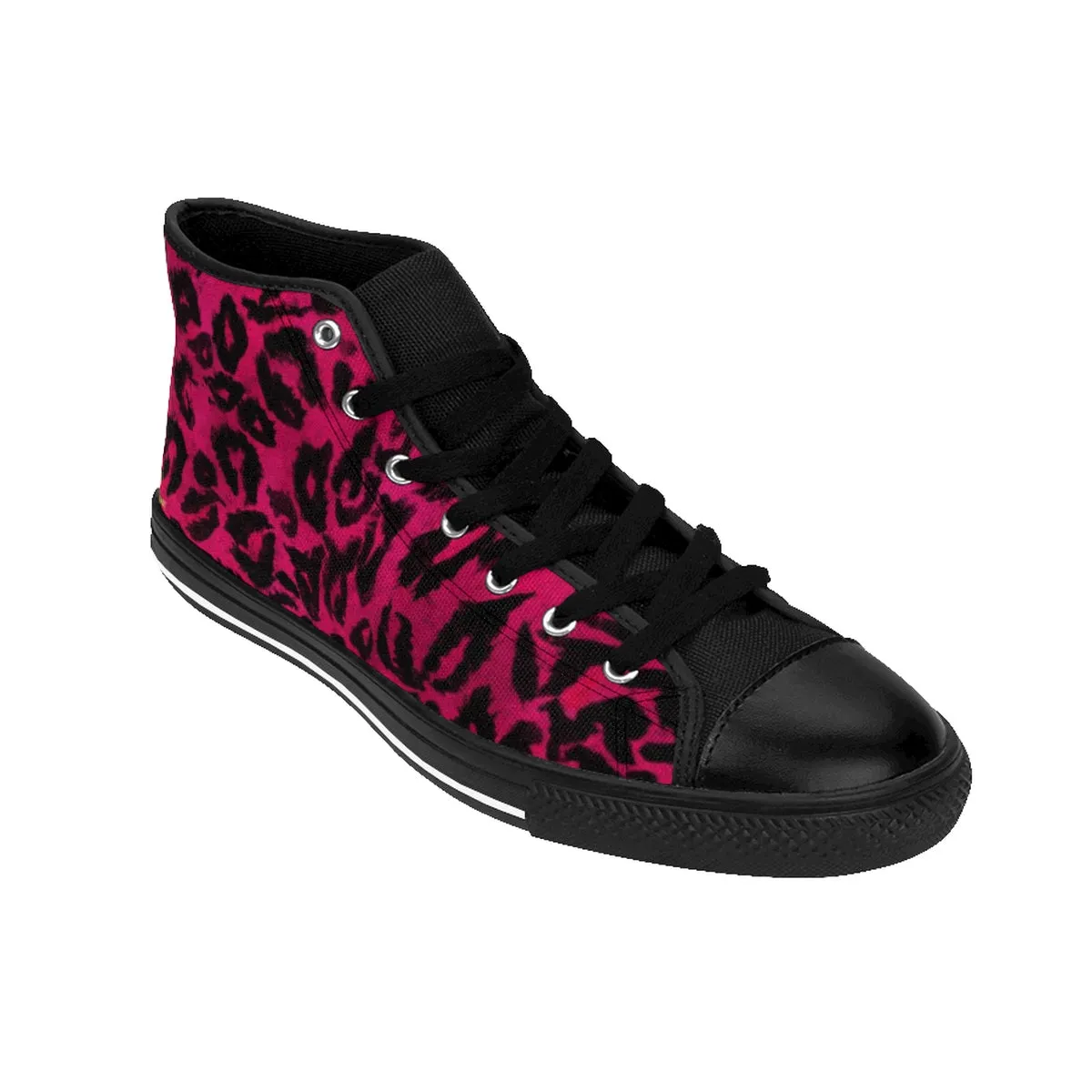 Hot Pink Leopard Men's Sneakers, Animal Print Premium High-top Fashion Tennis Shoes