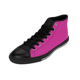 Hot Pink Men's High-top Sneakers, Solid Color Minimalist Designer Tennis Running Shoes (US Size: 6-14)