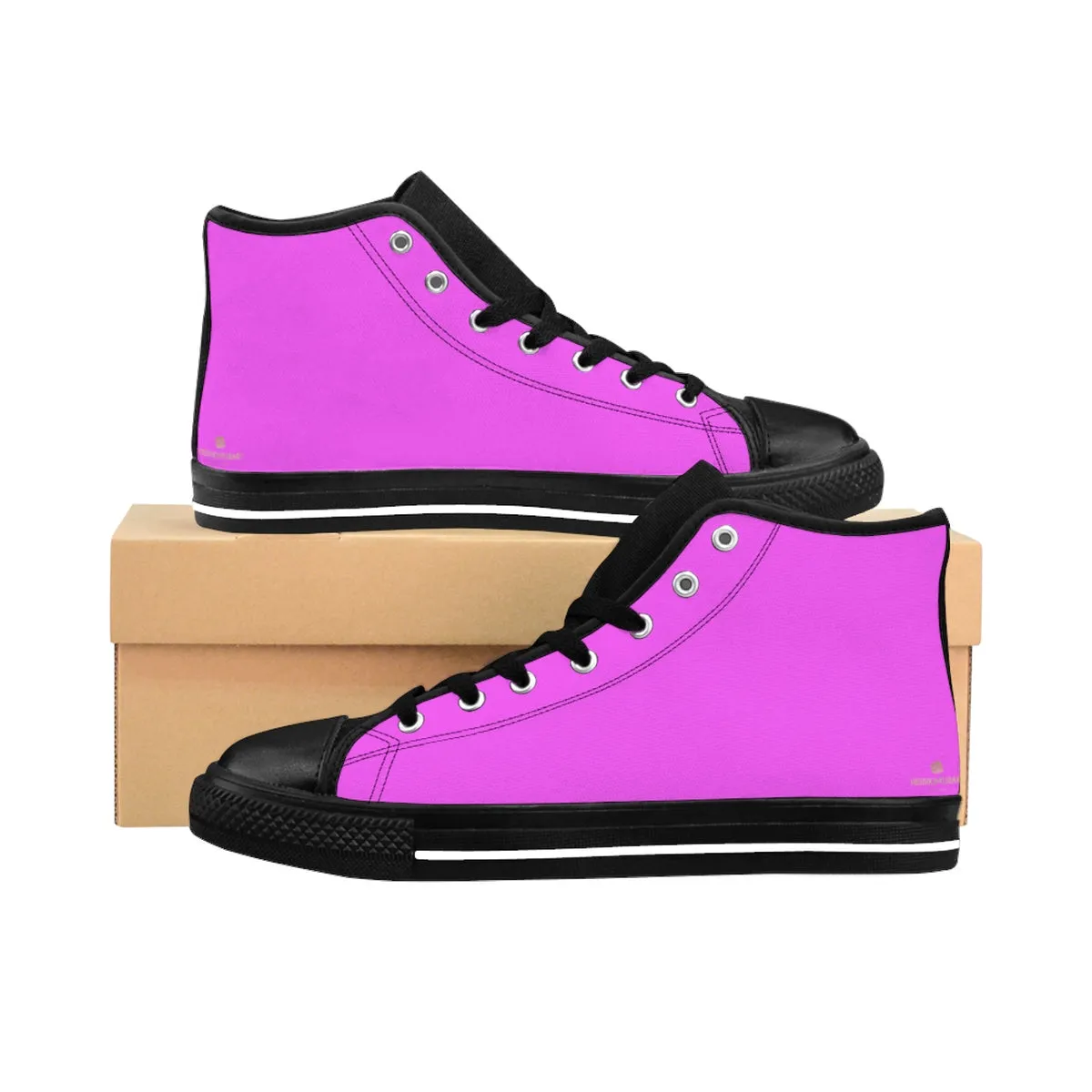 Hot Pink Men's High Tops, Solid Color Print Premium High-top Premium Fashion Sneakers