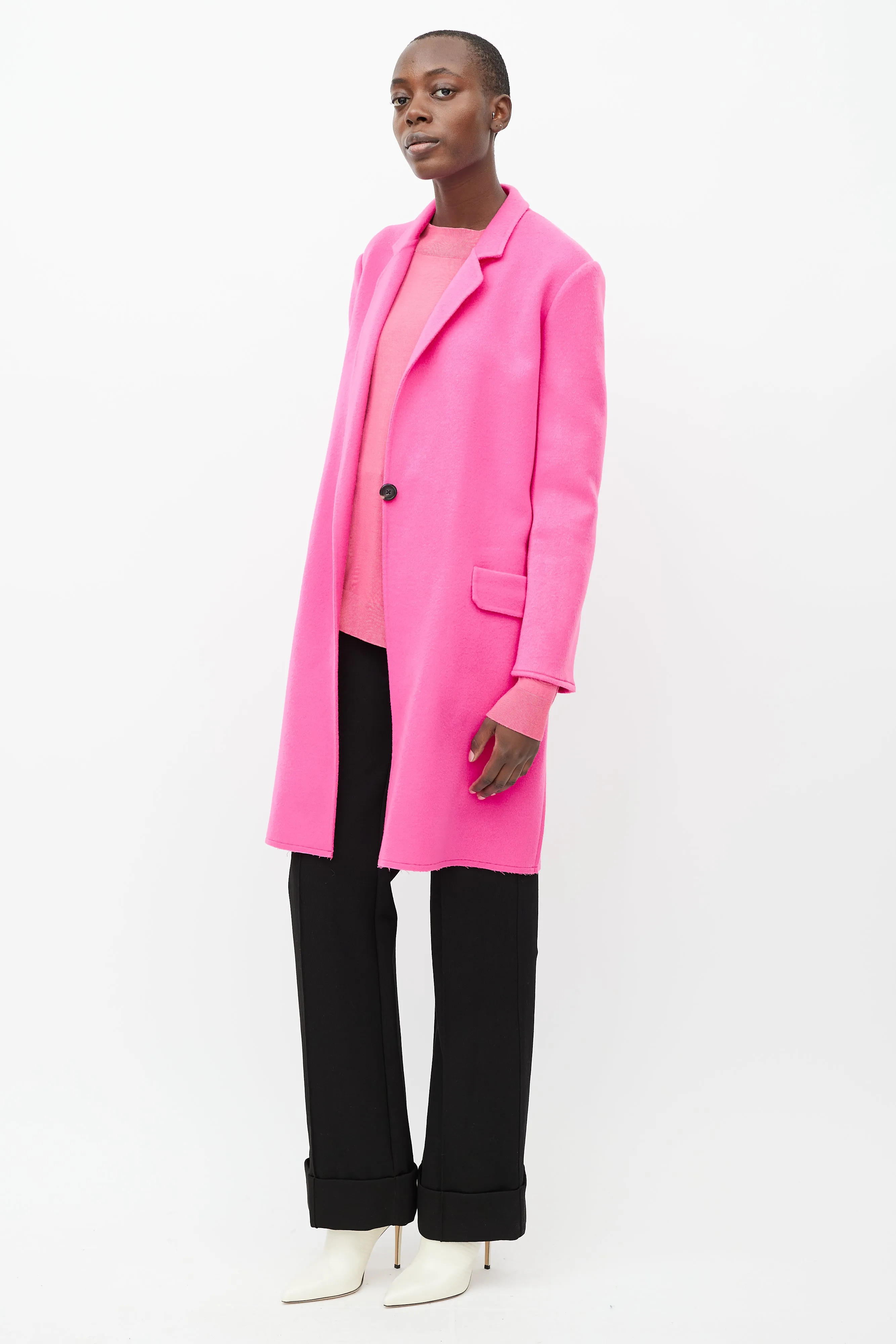 Hot Pink Wool Two Pocket Coat