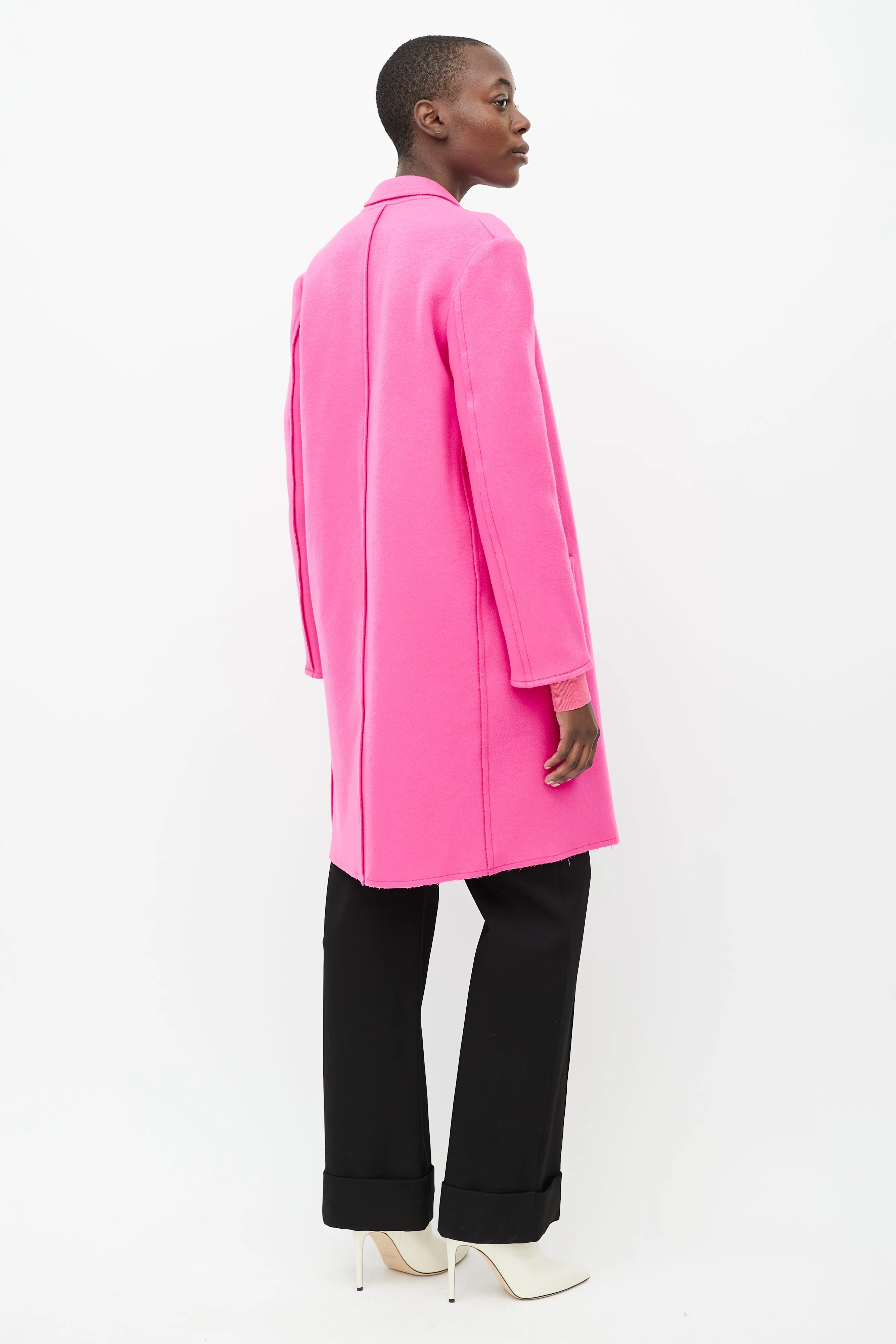 Hot Pink Wool Two Pocket Coat