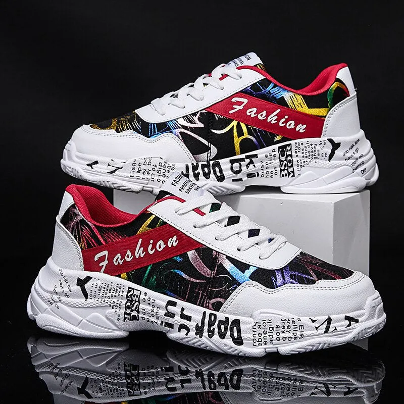 Hot Sale Lovers Fashion Graffiti Sneakers Men Shoes Colorful Print Men Casual Sneakers Breathable Trainers Man zapatillas hombre