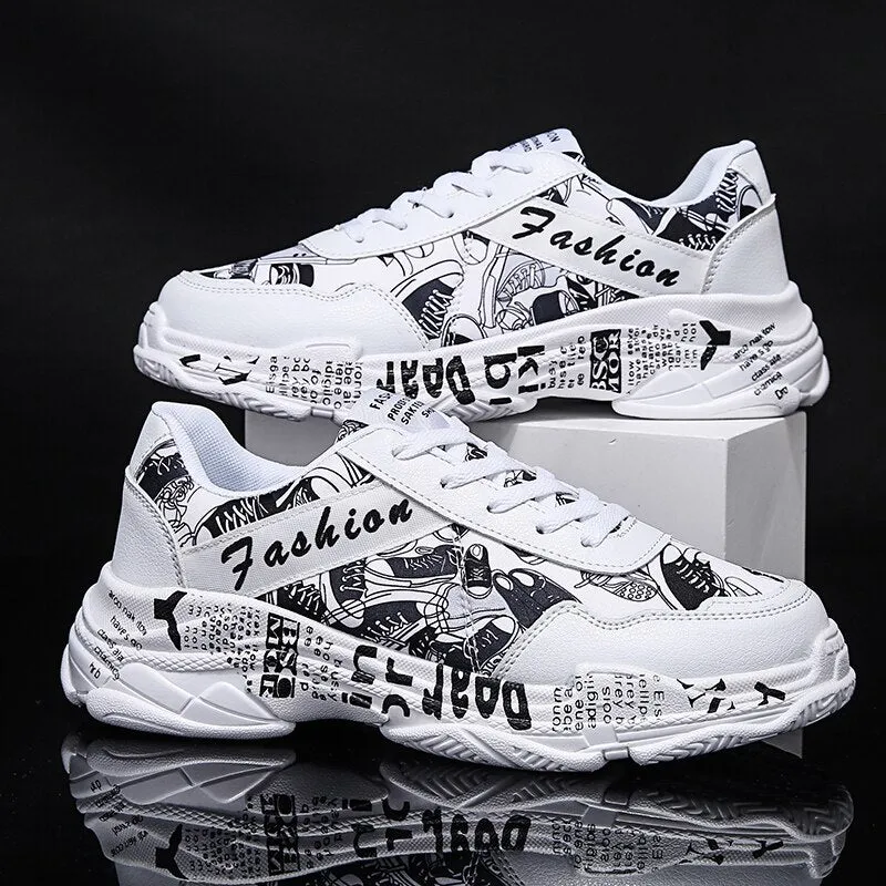 Hot Sale Lovers Fashion Graffiti Sneakers Men Shoes Colorful Print Men Casual Sneakers Breathable Trainers Man zapatillas hombre