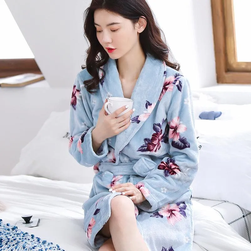 Hotel Bathrobe Women Bathing Robe Fleece Christmas Gifts