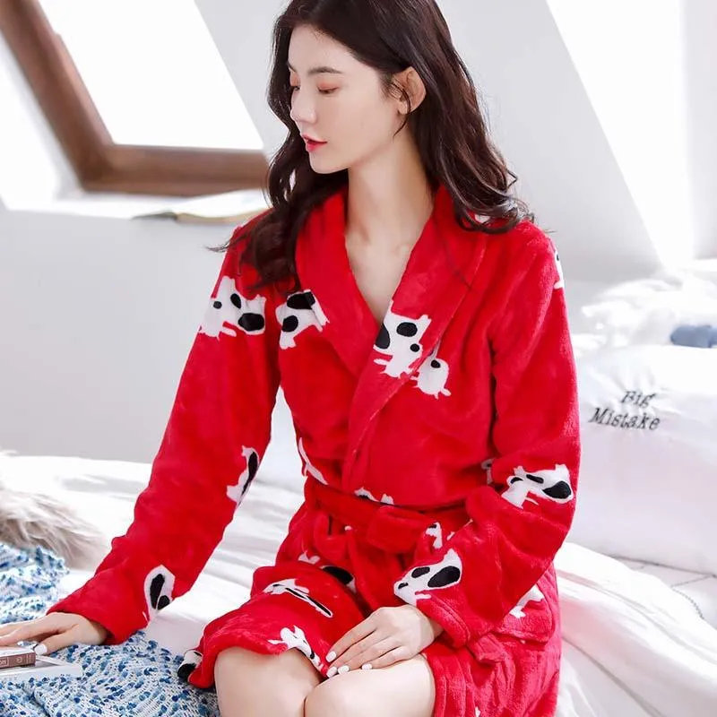 Hotel Bathrobe Women Bathing Robe Fleece Christmas Gifts