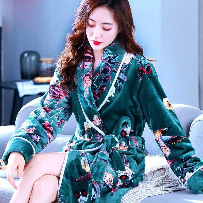 Hotel Bathrobe Women Bathing Robe Fleece Christmas Gifts