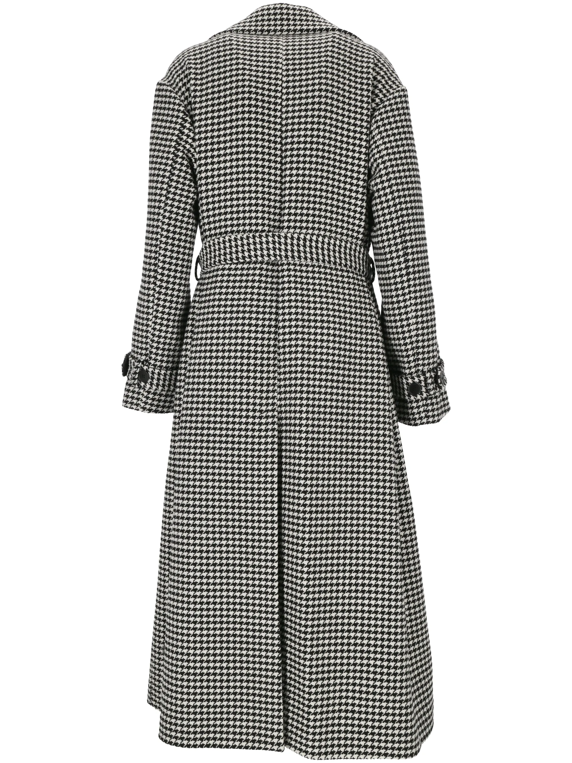 Houndstooth Long Trench Coat