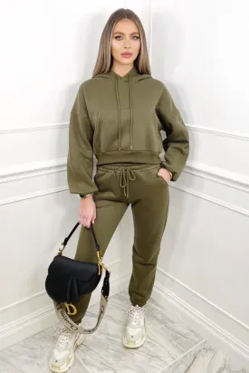 Houston khaki hooded loungewear set