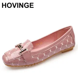 HOVINGE Hot Square Toe Patent Leather Loafer Shoes