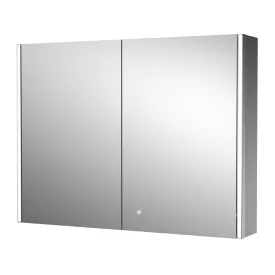 Hudson Reed 800 mm LED Touch Sensor Mirror Cabinet 2 Door in Silver