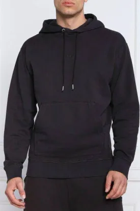 Hugo Boss Dark Blue Cotton Logo Details Hooded Sweatshirt