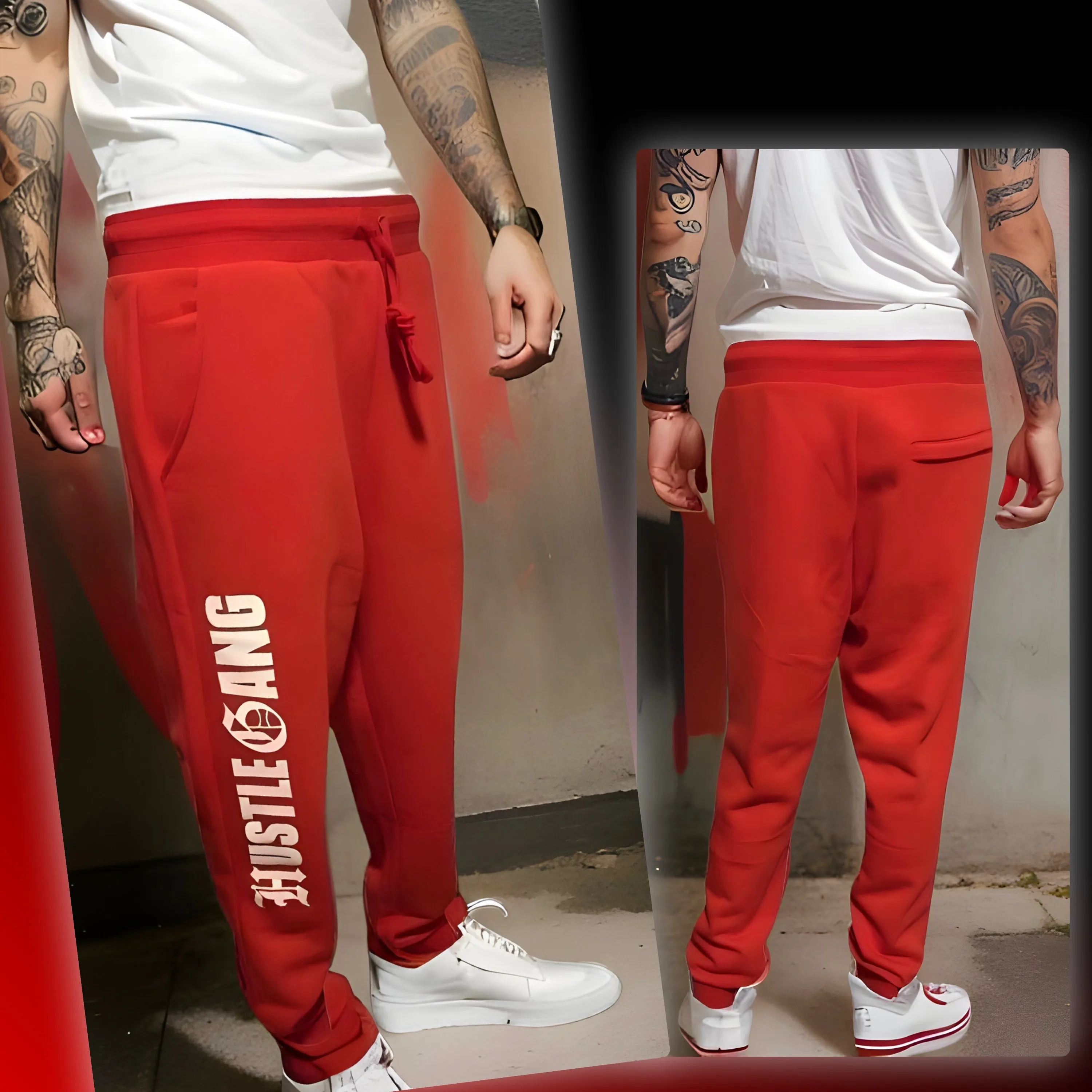 ^HUSTLE GANG^ (RED) JOGGER SWEATPANTS