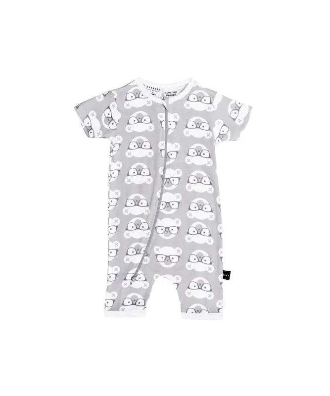 Huxbaby Nerd Bear Short Zip Romper