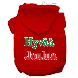 Hyvaa Joulua Screen Print Pet Hoodies Red Size S (10)