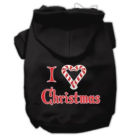 I Heart Christmas Screen Print Pet Hoodies Black Size XS (8)