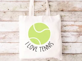 I Love Tennis Canvas Tote Bag