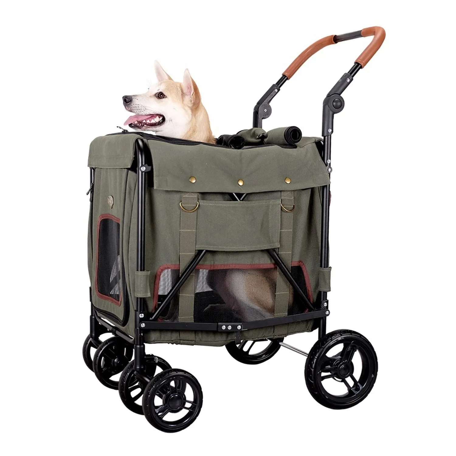 Ibiyaya Gentle Giant Dual Entry Pet Wagon for Dogs up to 25kg Army Green