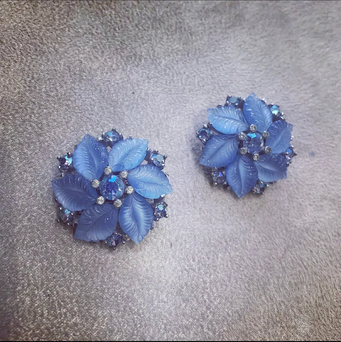 Icy blue vintage clip on earrings by Jomaz