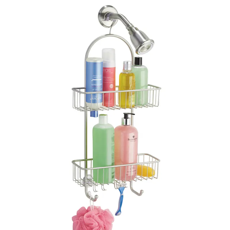 iDesign Classico 2 26 in. H X 12 in. L Satin Silver Shower Caddy