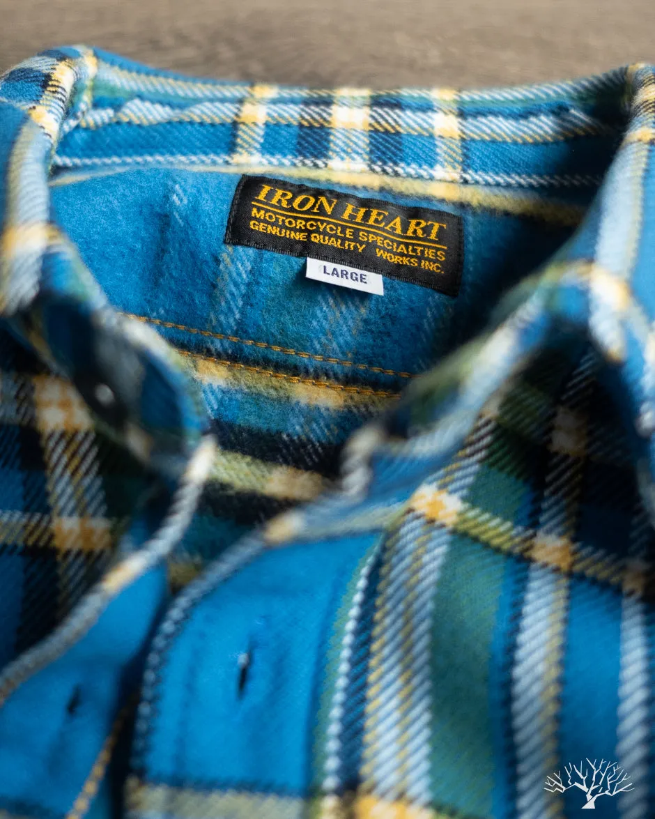 IHSH-376-BLU - Ultra Heavy Flannel Work Shirt - Blue Tartan Check