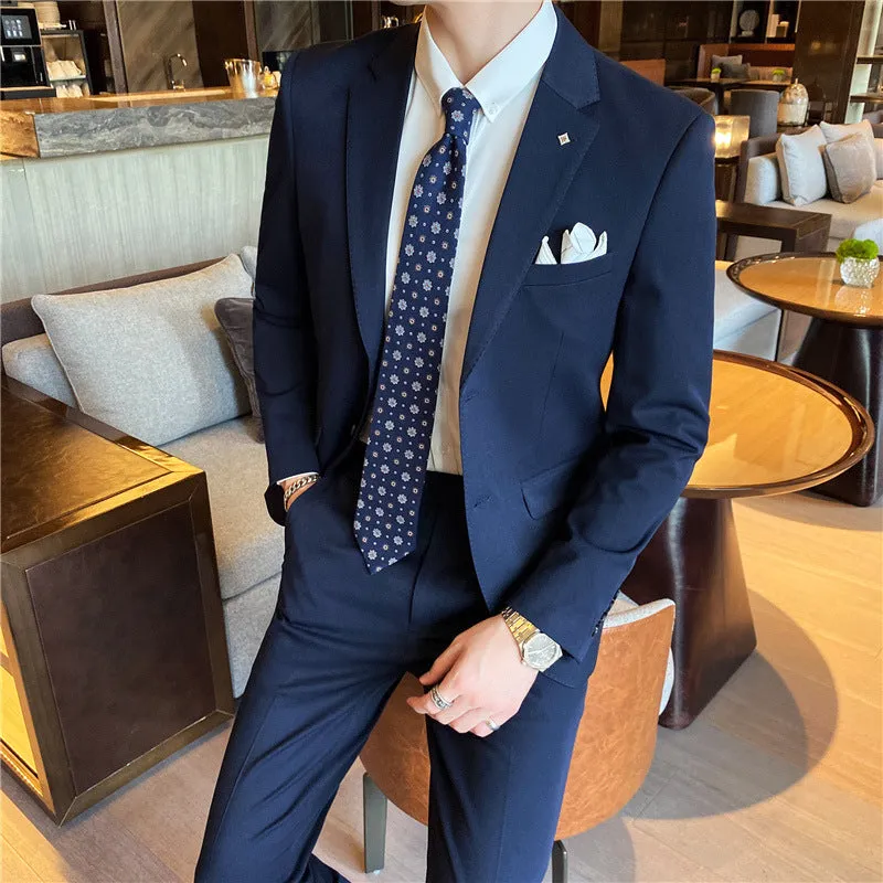 IKEARLAX  Suit Men's Business Casual Three-Piece Suit Business Clothing Suit Korean Best Man Groom Wedding Suit