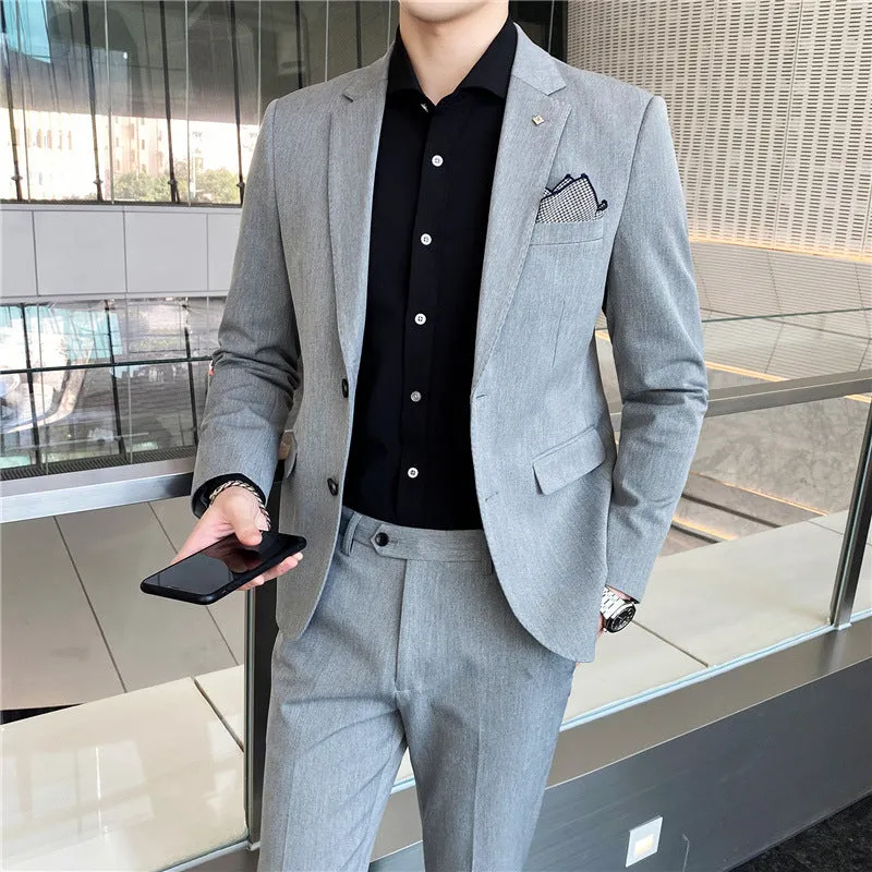 IKEARLAX  Suit Men's Business Casual Three-Piece Suit Business Clothing Suit Korean Best Man Groom Wedding Suit