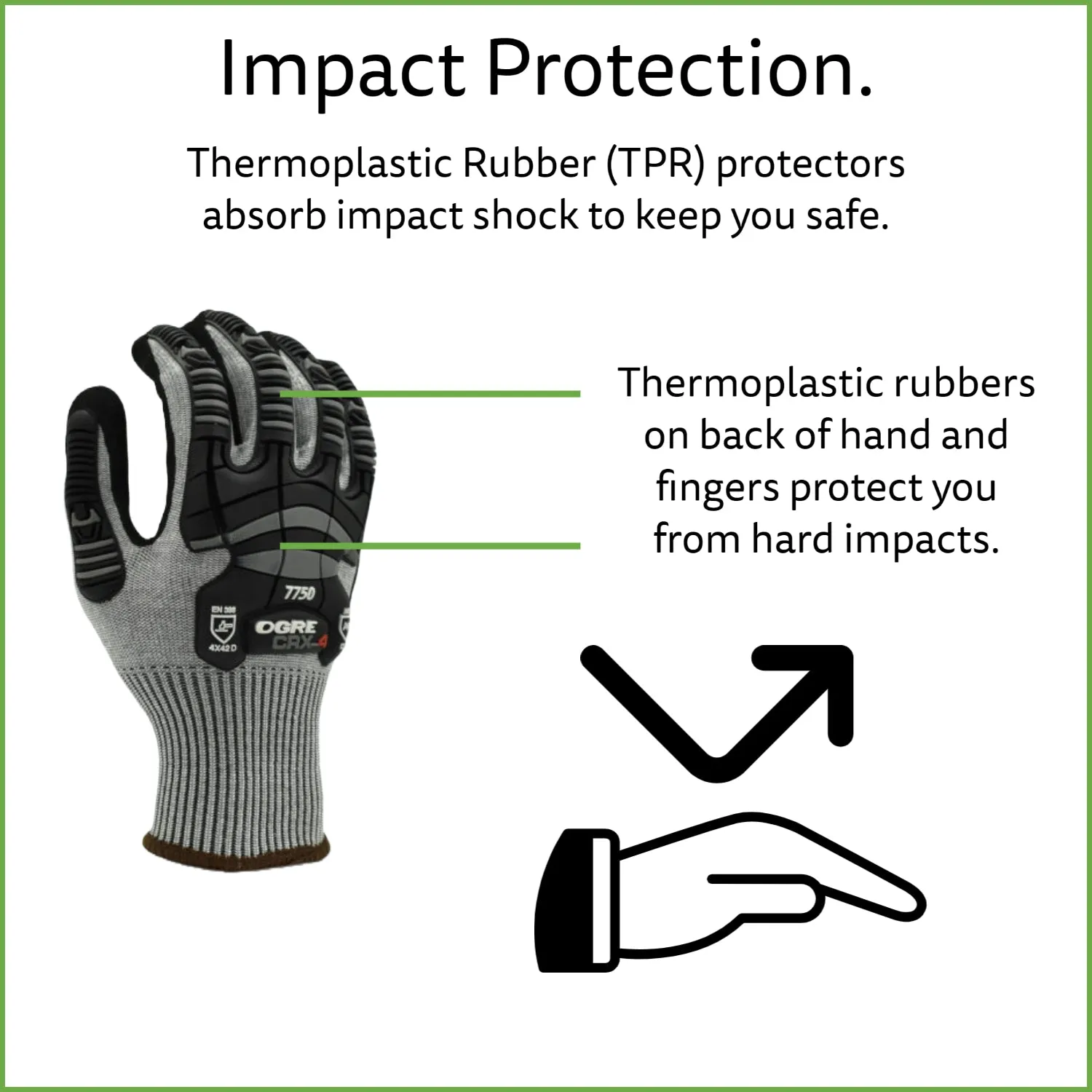 Impact Gloves, Cut Resistant, ANSI Cut Level A4