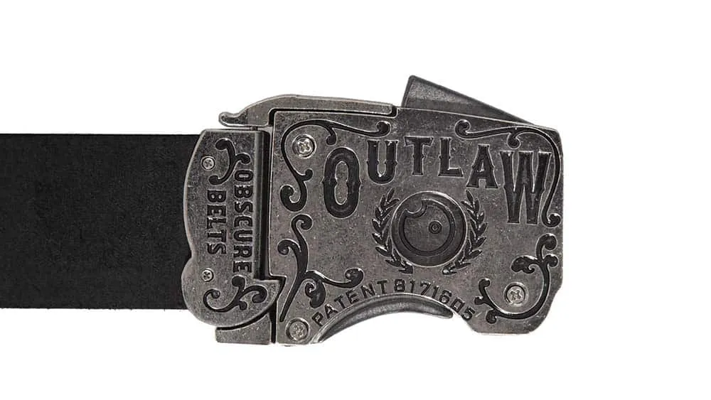 Imperfect Outlaw Gun Buckle on Distressed Grey Belt | FINAL SALE