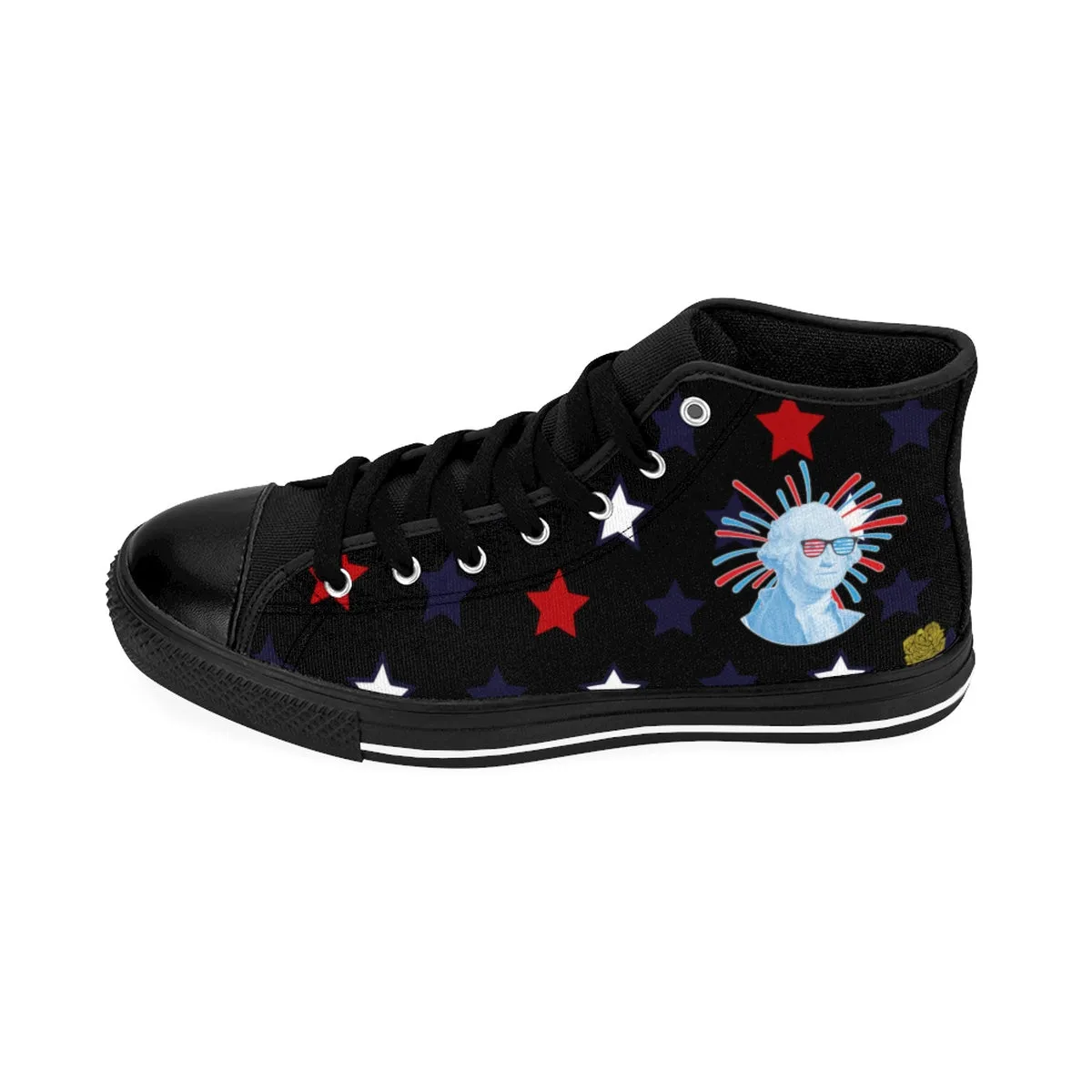 Independence Day Men's Sneakers, July 4th Men's Black Best High-Top Shoes (US Size: 6-14)