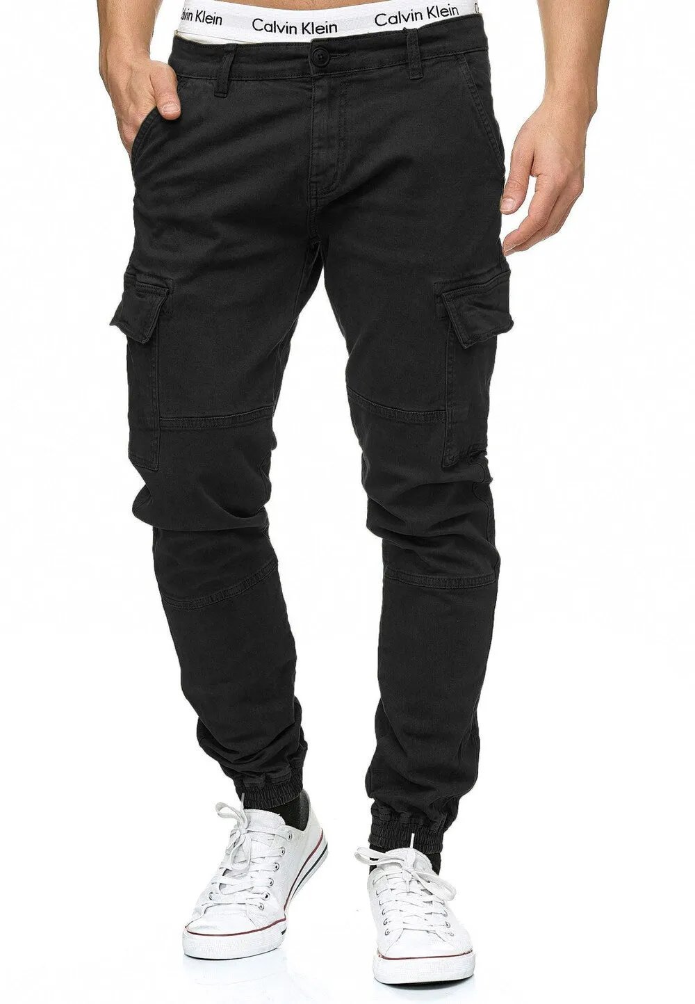 INDICODE JEANS August Tapered Cargo Pants, Black